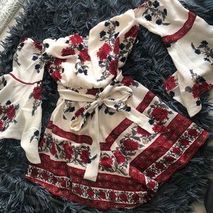 off the shoulder floral romper